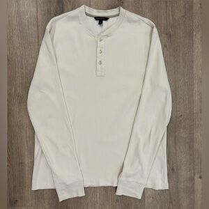 Banana Republic Ribbed Long Sleeve Henley T Shirt Cream